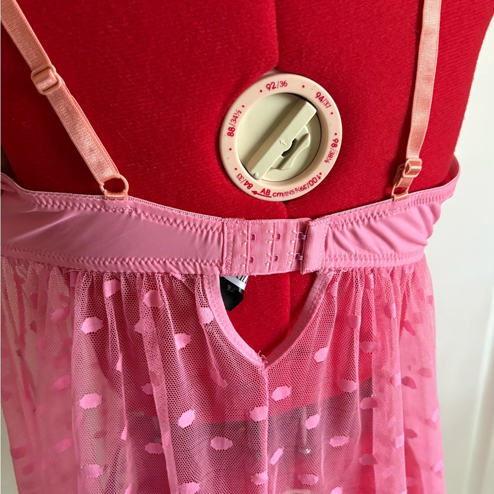 Nicole Miller Pink Polka Dot Sheer Chemise - Picture 4 of 6